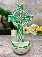 Celtic Cross Water Font Wall Plaque Ceramic Sculpture Religious Catholic