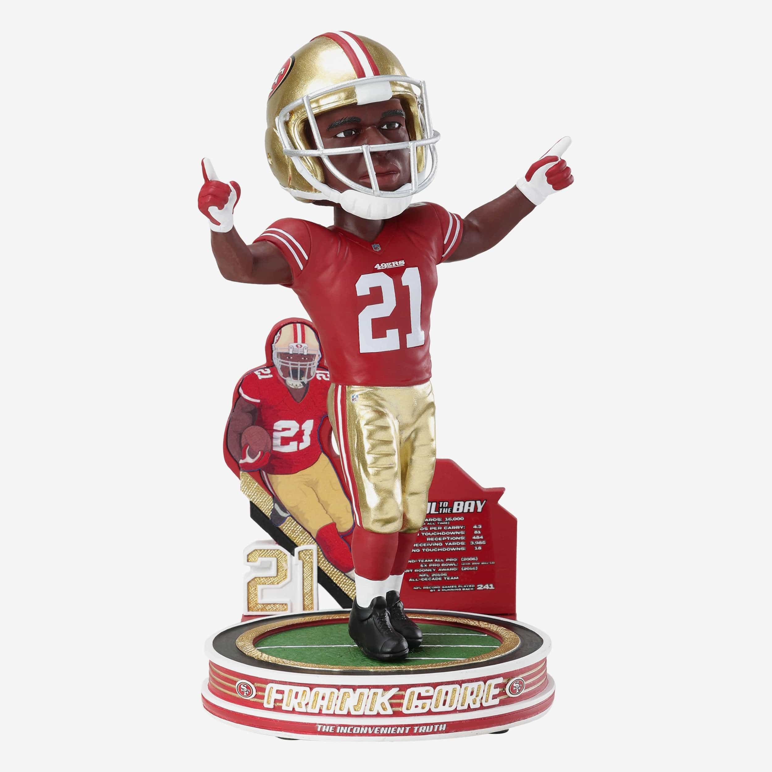 Frank Gore San Francisco 49ers Career Stats Ambassador Bobblehead FOCO - FOCO.com