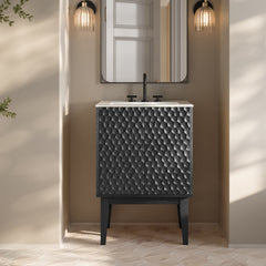 Bosse 24" Freestanding Bathroom Vanity in Black Oak with 3-Hole Centerset Sink Top